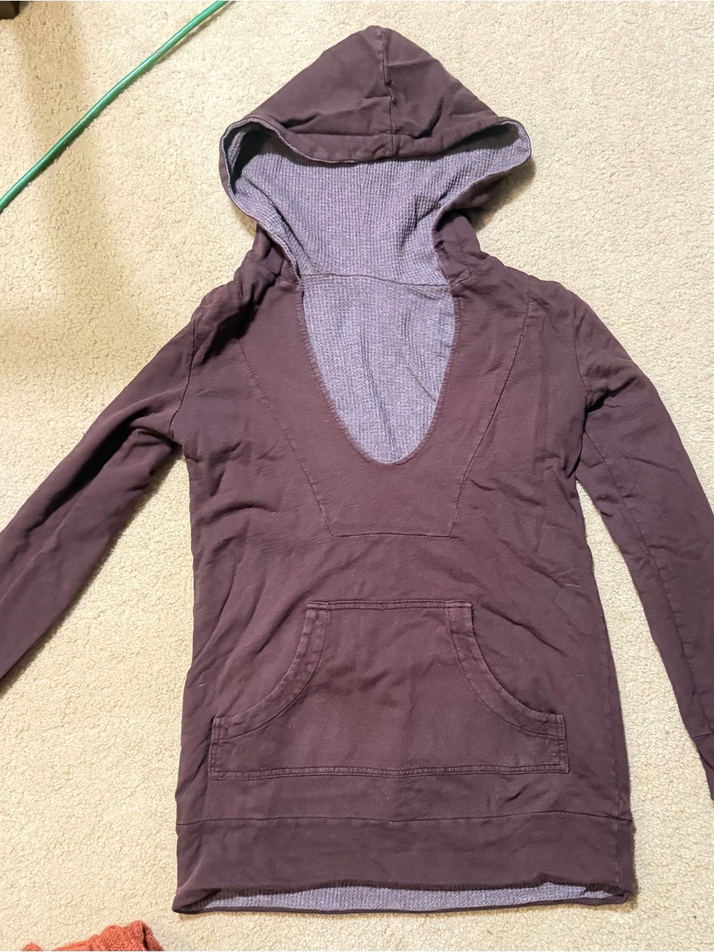Women’s Hooded Reversible Pullover Sweater - Deep Plum
